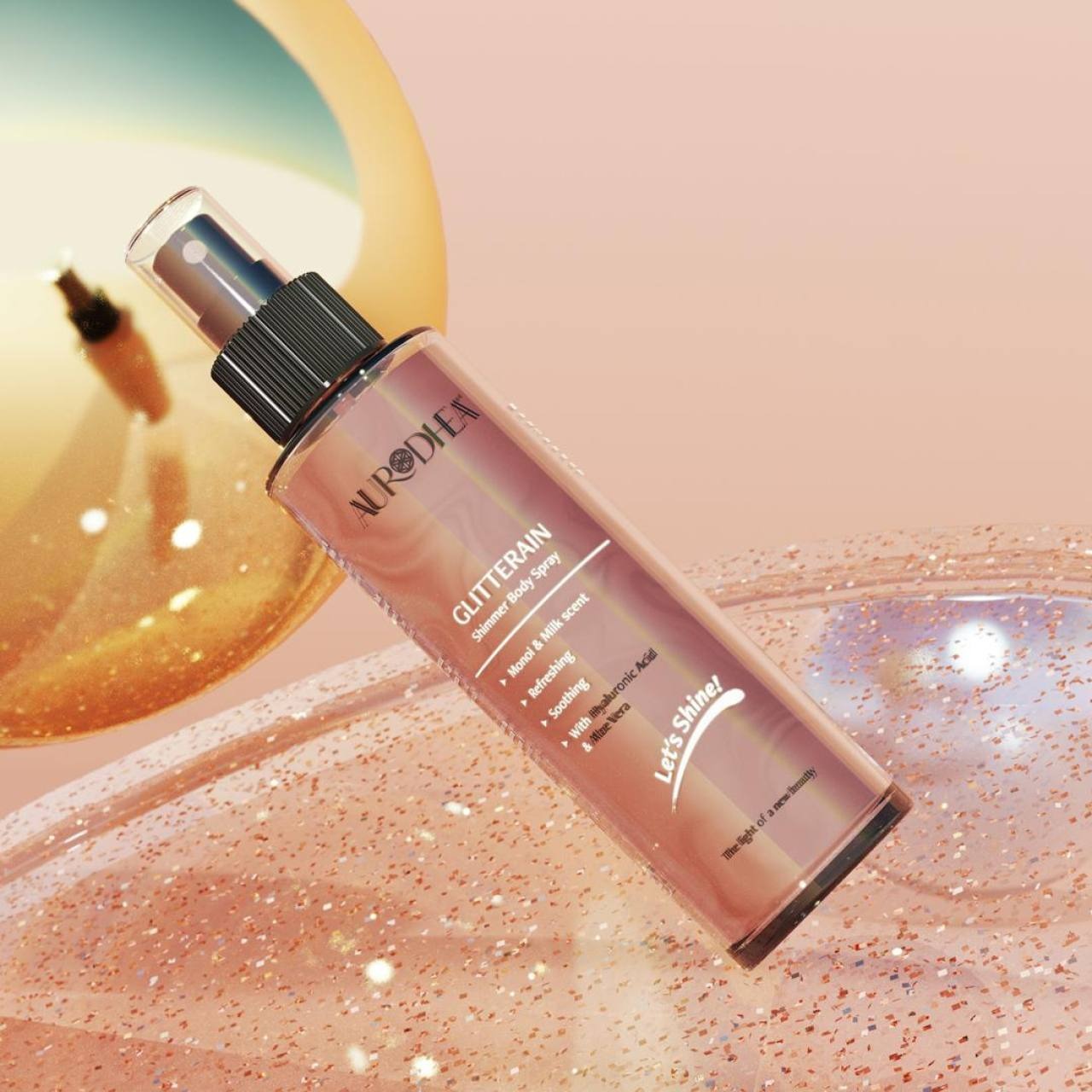 Glitterain – Spray Corps Scintillant Effet Doré
