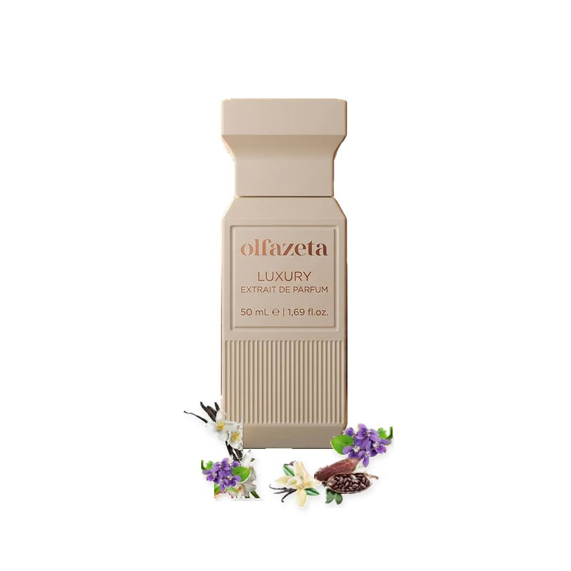 Profumo Chogan Amphera Olfazeta Luxury, flacone da donna, e le sue note: gelsomino, iris, cacao, vaniglia